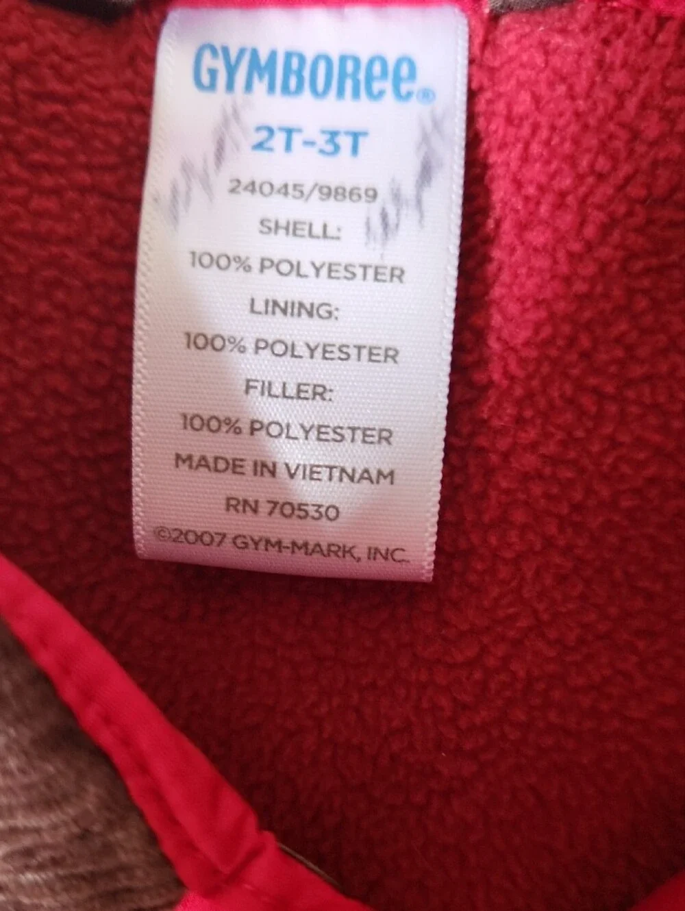 Gymboree Quilted Red Puffer Jacket with Brown Trim 2t/3t